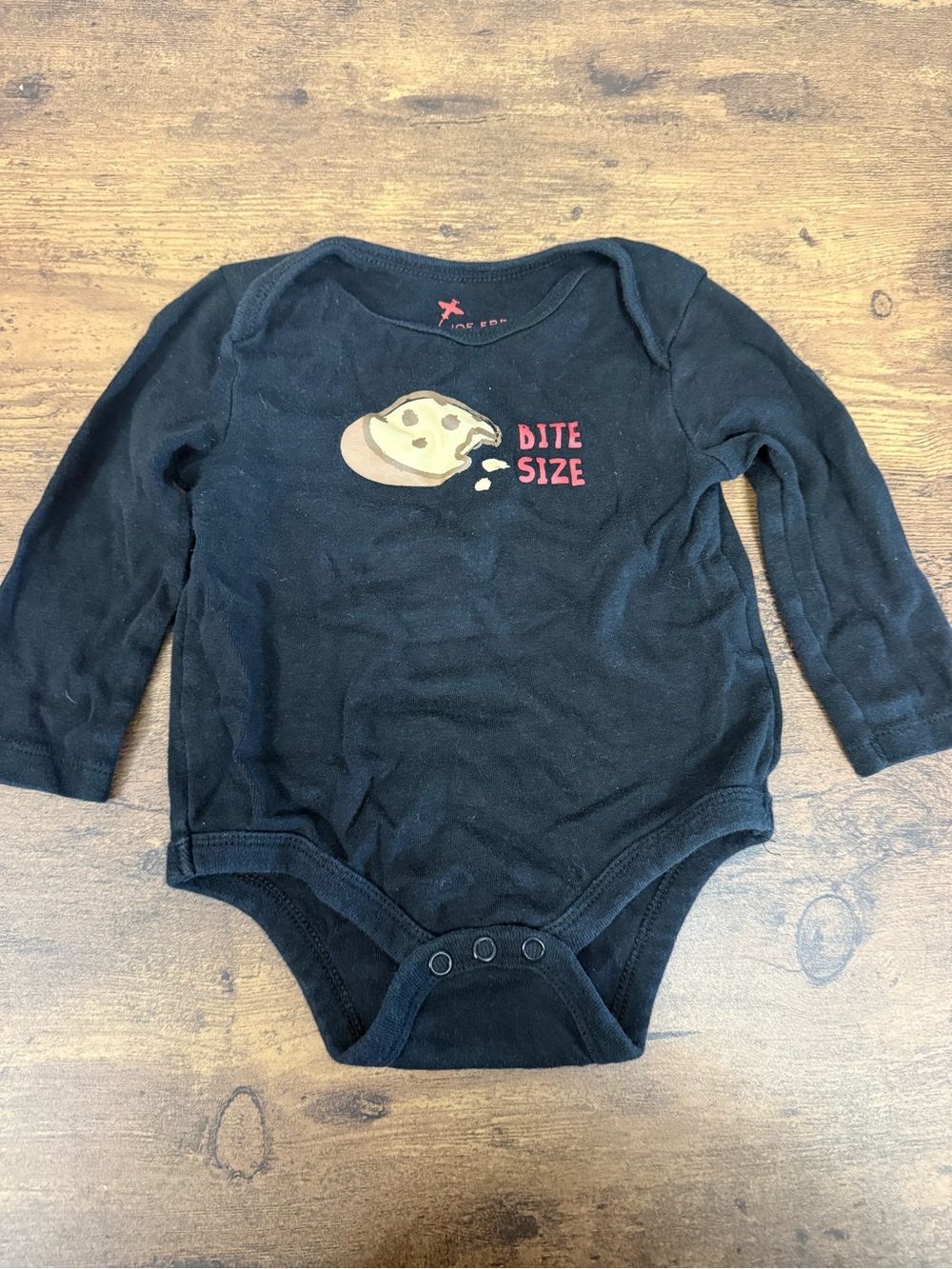 ⭐️5 for $20⭐️ Black 'Bite Size' Cookie Graphic Long-Sleeve Baby One-Piece 6-12M